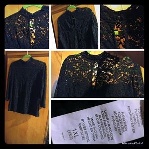 ❤Sexy Ambiance 3/4 Length Sleeve Lace Top